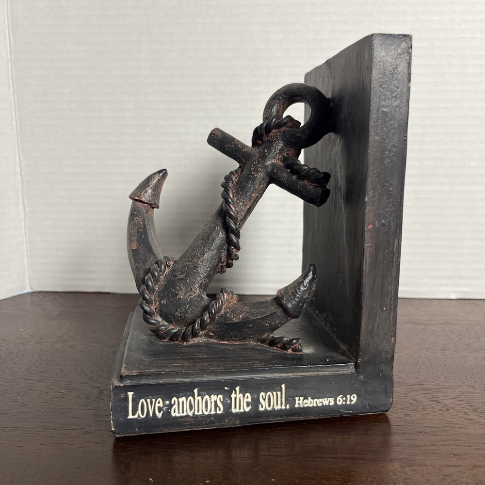 Roman Giftware‎ Love Anchors the Soul Scripture Rustic Nautical Single Bookend